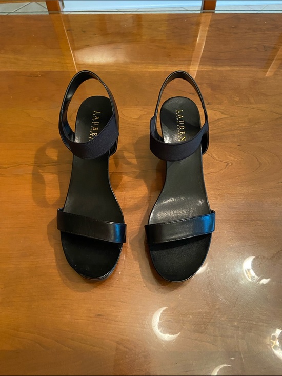 Lauren Ralph Lauren Shoes - Lauren Ralph Lauren Black Leather Wedge Sandals. VERY Comfortable heels. 9.5